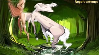 Centaur monster cock breeds muscular gay in brutal woods anal creampie