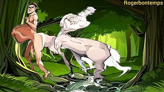 Centaur monster cock breeds muscular gay in brutal woods anal creampie