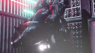 Gay latex drone mask growth animation throbbing thick cock flexing solo