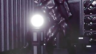 Gay latex drone mask growth animation throbbing thick cock flexing solo