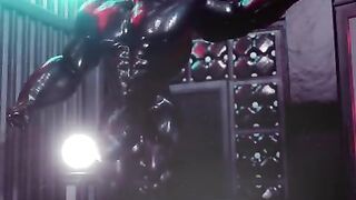 Gay latex drone mask growth animation throbbing thick cock flexing solo