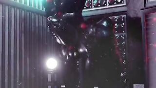 Gay latex drone mask growth animation throbbing thick cock flexing solo
