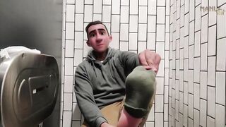 Step Dad destroyed in crowded mall toilet by horny feet fetish