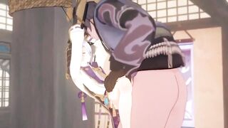 Ayato x NPC raw yaoi Genshin Impact hogtied moaning