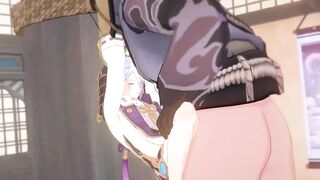Ayato x NPC raw yaoi Genshin Impact hogtied moaning