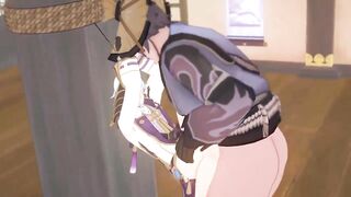 Ayato x NPC raw yaoi Genshin Impact hogtied moaning