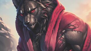 Werewolf gushes cum on his knot while he talks dirty to himself