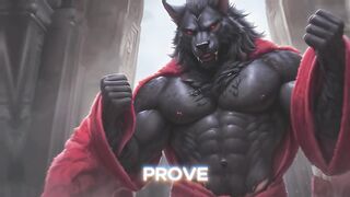 Werewolf gushes cum on his knot while he talks dirty to himself