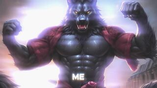 Werewolf gushes cum on his knot while he talks dirty to himself