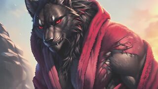 Werewolf gushes cum on his knot while he talks dirty to himself