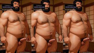 Bear Takeshi Takes Fat Man Rough in Ripped Japanese Clothes Yaoi JOI Hentai.