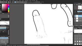 Gushing thick black cocks drawn in gay anime