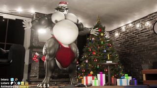 Santa’s hyper muscle growth destroys his tight furry hole