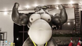 Santa’s hyper muscle growth destroys his tight furry hole
