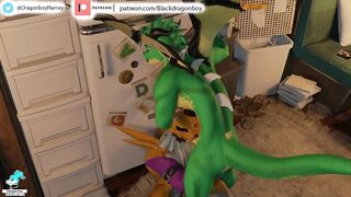Gay dragon rough fucks furry BBC in Latino cartoon