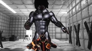 Latex wolf destroys femboy in VRChat gloryhole