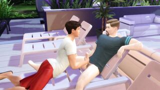 Neighbor and young man enjoying brutal gay cartoon bareback