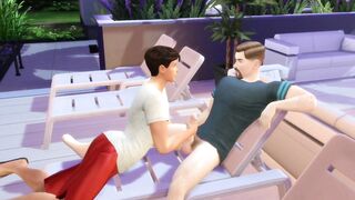 Neighbor and young man enjoying brutal gay cartoon bareback