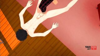 Ren Amamiya and Ryuji Sakamoto yaoi anal and footjob cumshot