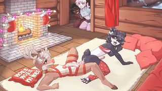 Femboy Furry Cocks Stretched by Double Sided Dildo