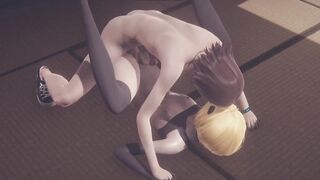 Cute femboy catboy gets brutally bareback creampied