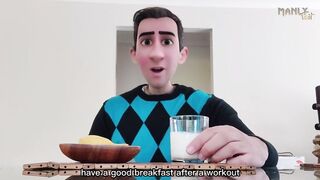 Step son feeds hungry step dad breakfast under table while moms downstairs