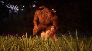 Gay furry minotaur monster fucks guy's ass throat monsterbait wild life