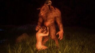 Gay furry minotaur monster fucks guy's ass throat monsterbait wild life