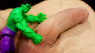 Spidey and Hulk destroy the giant’s meaty shaft until his balls drip