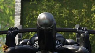 Venom wrecks Spider-Mans throbbing cock into a huge muscular monster