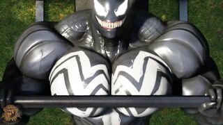 Venom wrecks Spider-Mans throbbing cock into a huge muscular monster