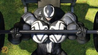 Venom wrecks Spider-Mans throbbing cock into a huge muscular monster