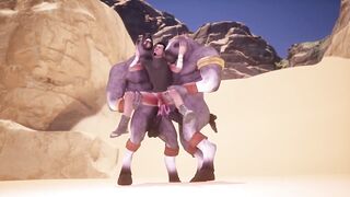 Furry DP in the desert choked by tight slender ass Tarvis raw wild life