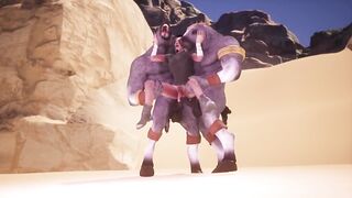 Furry DP in the desert choked by tight slender ass Tarvis raw wild life