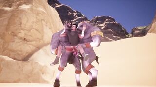 Furry DP in the desert choked by tight slender ass Tarvis raw wild life