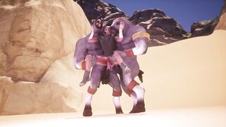 Furry DP in the desert choked by tight slender ass Tarvis raw wild life