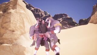 Furry DP in the desert choked by tight slender ass Tarvis raw wild life
