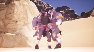 Furry DP in the desert choked by tight slender ass Tarvis raw wild life