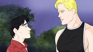 Muscular Daddy Femboy Stranger Gets Cum Filled Kiss While Cartoon Hentai Rains Down