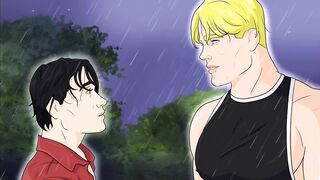 Muscular Daddy Femboy Stranger Gets Cum Filled Kiss While Cartoon Hentai Rains Down