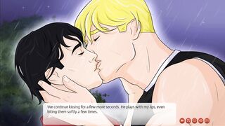 Muscular Daddy Femboy Stranger Gets Cum Filled Kiss While Cartoon Hentai Rains Down