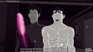 Bolin’s gaping ass takes the biggest dildo machine raw deep anal climax gagging on cum