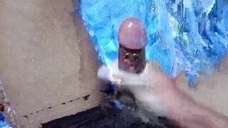 Ripped asian boy juicy cum under shorts solo jerking off