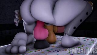 Lolbit bouncing on dildo losing control
