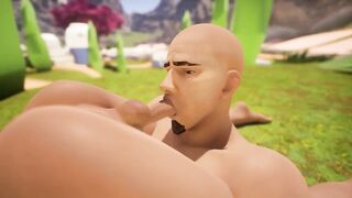 Self sucking man with goatee deepthroats his own cum load