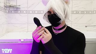 Cute twink femboy empties every toy hole bigger