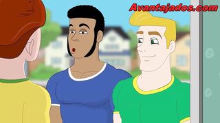 Bareback Latino soccer player cumshot in cartoon gay world cup orgy