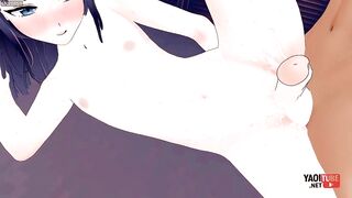Femboy twink destroyed in anime cosplay gangbang hentai
