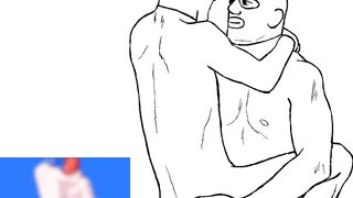 Shirtless red Among Us top destroys blue bottom yaoi raw