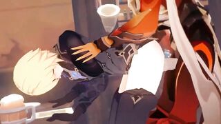 Genshin Impact NPC gets destroyed in gay bareback cartoon cum attack